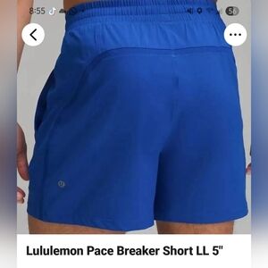 Lululemon Pace Breaker Men's Royal Blue Athletic Shorts